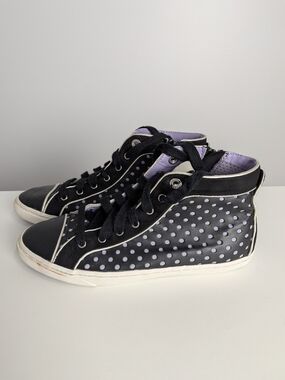 Geox Respira Black Perforated Polka Dot High-Top Sneakers - Size 8.5